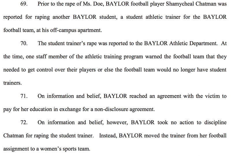 Illustration for article titled Lawsuit: Baylor Football Players Committed 52 Rapes In Four Years Under Art Briles